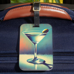 Étiquette À Bagage Art de Martini du milieu du siècle, j'aime le blue