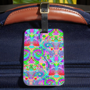Étiquette À Bagage Art de motif peint à la main et numériquement 22