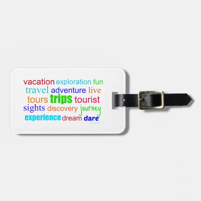 Étiquette À Bagage Art de mots de voyage et d'exploration (Devant horizontal)