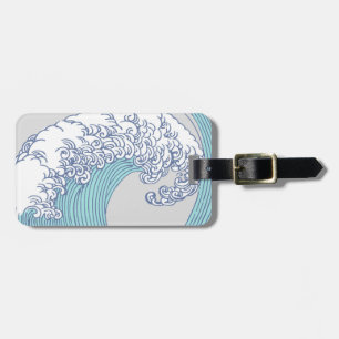 Étiquette À Bagage Art de vague de surf Ukiyo-e japonais vintage de l