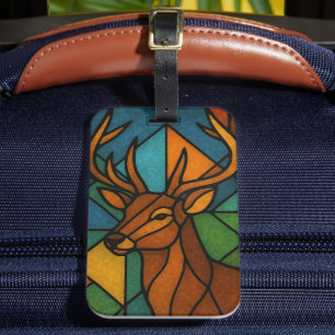 Étiquette À Bagage Art de verre teinté de style Tiffany Cerf Vintage