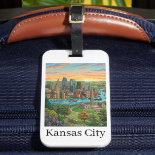 Étiquette À Bagage Art de voyage de la skyline de Kansas City vintage