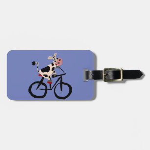 Étiquette À Bagage Art drôle de bicyclette d'équitation de vache