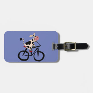 Étiquette À Bagage Art drôle de bicyclette d'équitation de vache