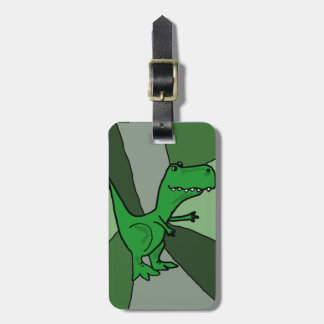 Étiquette À Bagage Art drôle de dinosaure vert