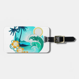 ÉTIQUETTE À BAGAGE ART DU SURF TROPICAL HAWAIIEN