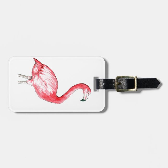 Étiquette À Bagage Art Flamant rose (Devant horizontal)