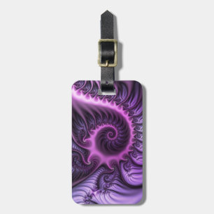 Étiquette À Bagage Art fractal abstrait vibrant spirale rose violet