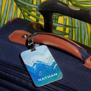 Étiquette À Bagage Art moderne Abstrait Blue Ocean Personnalisé