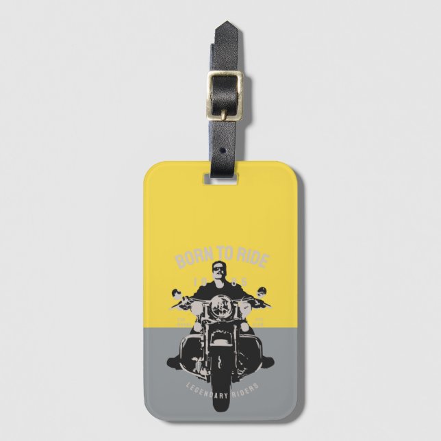 Étiquette À Bagage Art moderne Motorcycle Rider Colorblock (Devant Vertical)