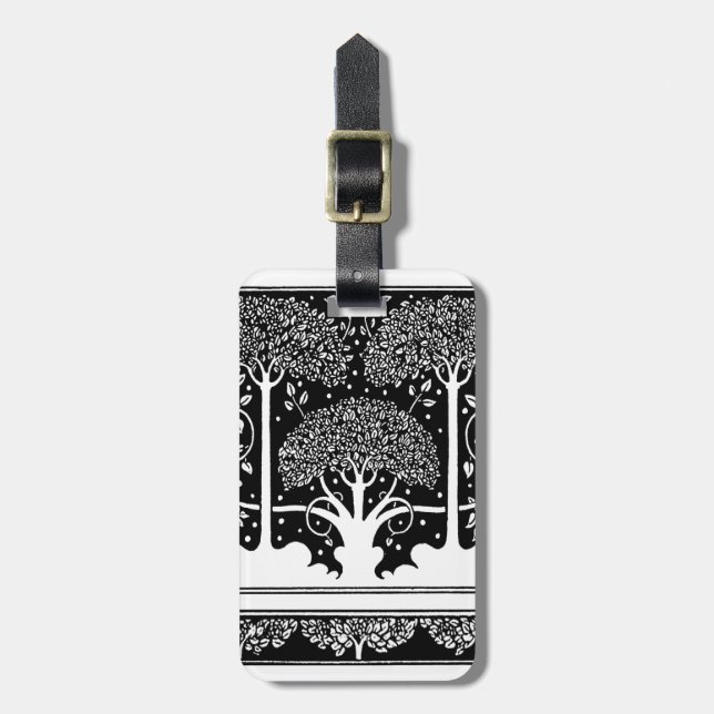 Étiquette À Bagage Art Nouveau Tree Beardsley Motif (Devant Vertical)