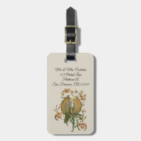 Art Nouveau vintage, oiseau cacatoès, fleurs d'orc