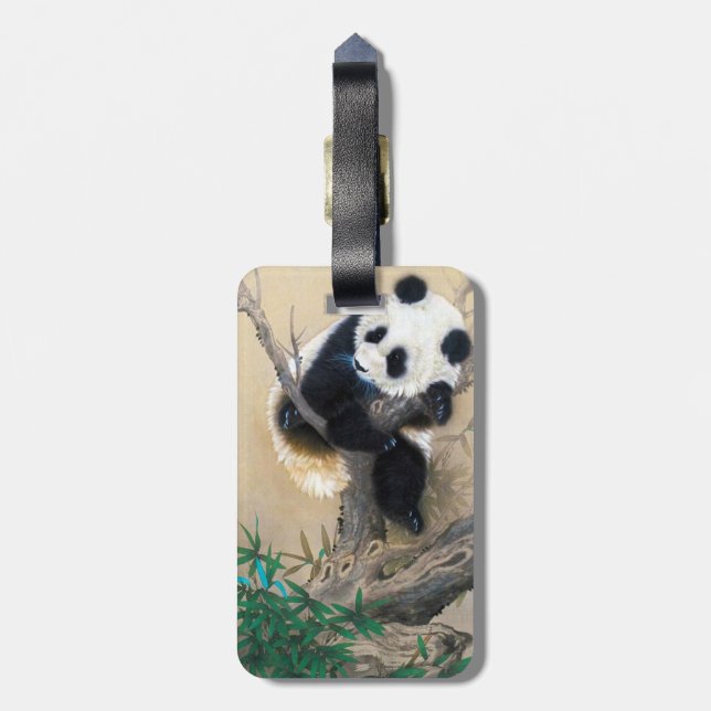 Étiquette À Bagage Art pelucheux doux mignon chinois frais d'arbre (Dos Vertical)