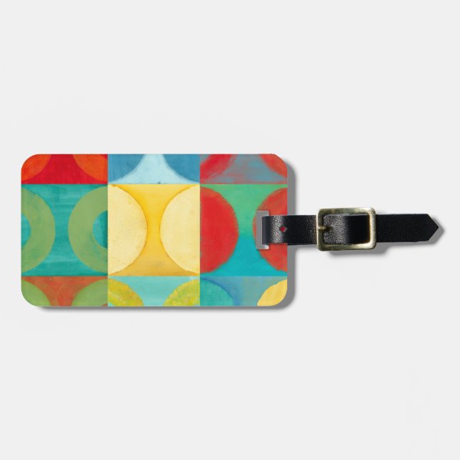 Étiquette À Bagage Art Pop brillant avec cercles et Carré (Devant horizontal)