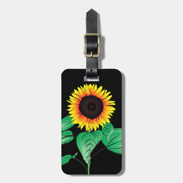 Étiquette À Bagage Art Sunflowers - Choisissez / ajoutez votre couleu (Devant Vertical)