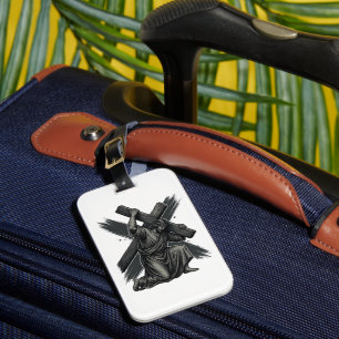 Étiquette À Bagage Art vectoriel chrétien Jésus portant la croix vint