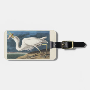 Étiquette À Bagage Art Vintage Audubon Grande Aigrette Américaine
