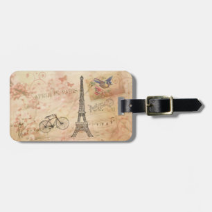 Étiquette À Bagage Art vintage de Tour Eiffel