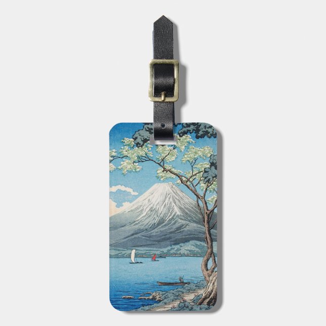 Étiquette À Bagage Art vintage japonais du mont Fuji et du lac Yamana (Devant Vertical)