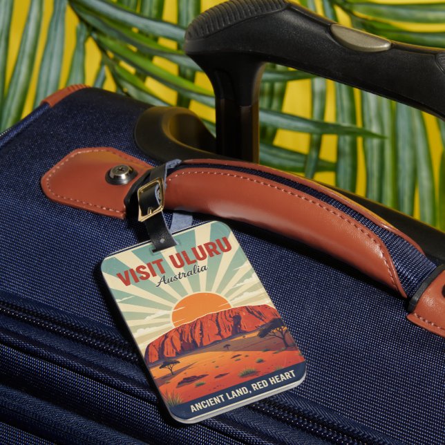Étiquette À Bagage Art vintage Uluru Outback Australie (Insitu Rectoal 1)