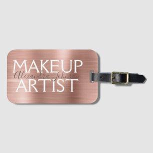 Étiquette À Bagage Artiste de maquillage métallique brossé rose et Ro