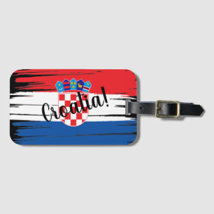 Étiquette À Bagage Artistic Brushstroke Croate Flag