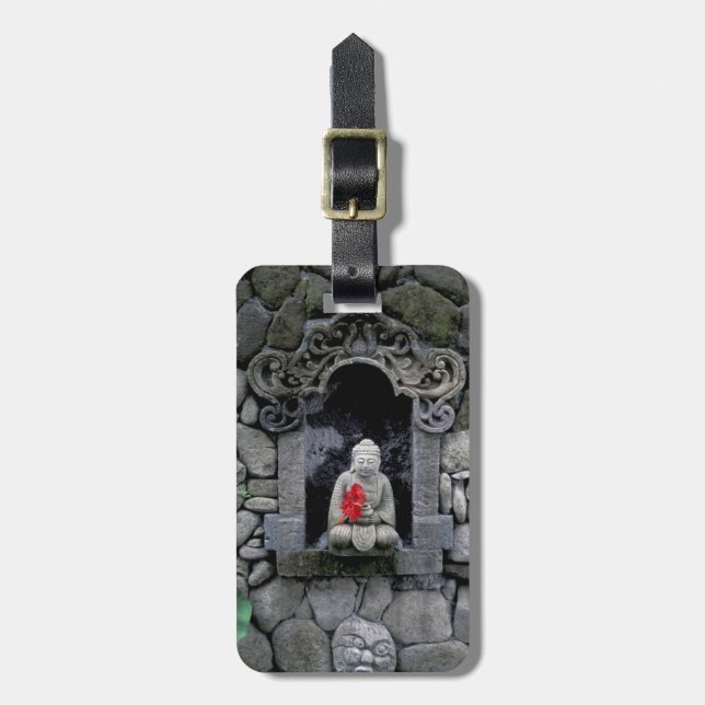 Étiquette À Bagage Asie, Indonésie, Bali. Sanctuaire de Bouddha (Devant Vertical)