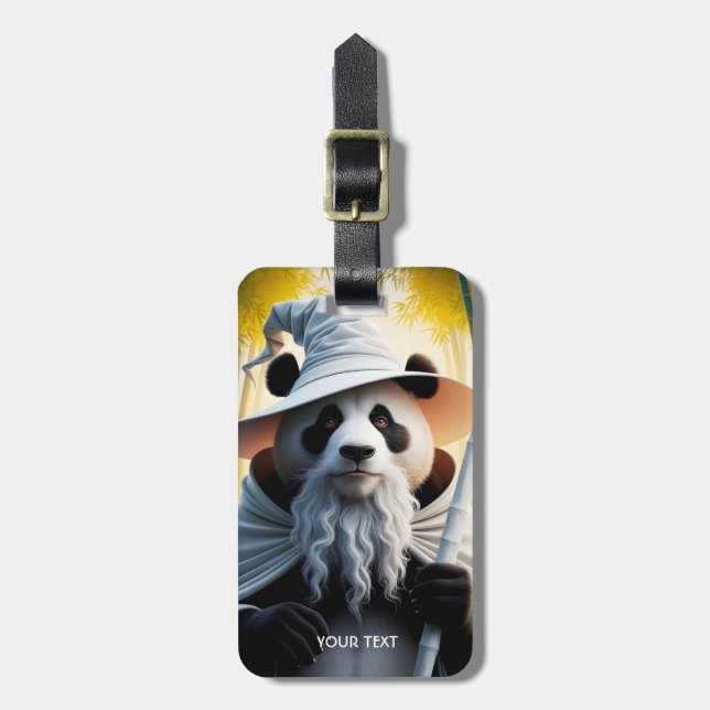 Étiquette À Bagage Assistant Vieux Panda Imaginaire (Devant Vertical)
