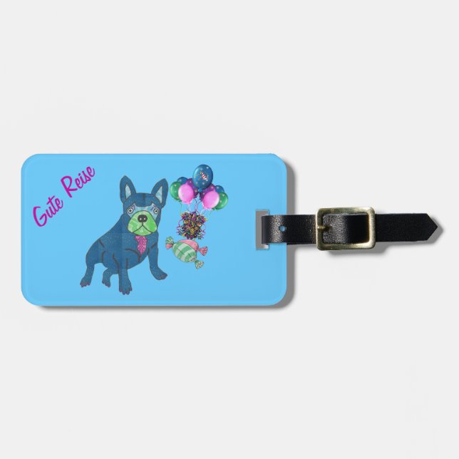 Étiquette À Bagage Attache valise Bouledogue Français (Devant horizontal)