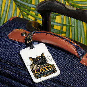 Étiquette À Bagage Attitude de chat noir antique
