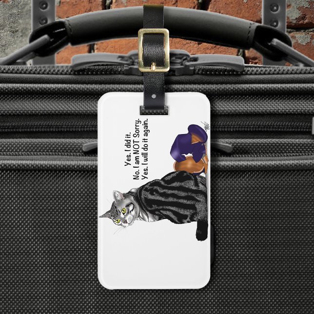 Étiquette À Bagage Aucun Remorque Tabby Chat Drôle (Créateur téléchargé)