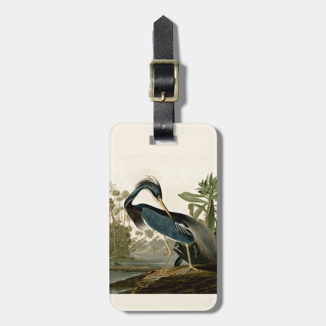 Étiquette À Bagage Audubon Louisiana Heron Birds America Art (Devant Vertical)