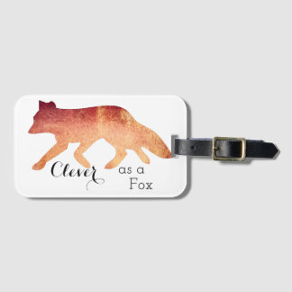Étiquette À Bagage Aussi malin qu'un renard typographie aquarelle