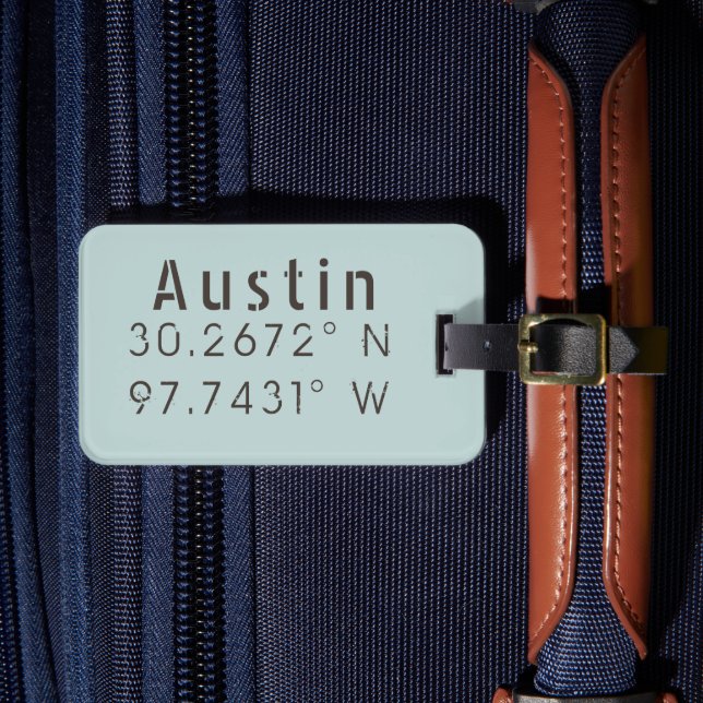 Étiquette À Bagage Austin Latitude Longitude personnalisable (Insitu Rectoal 4)