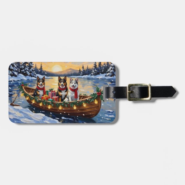 Étiquette À Bagage Australian Cattle Dog Christmas Boat Holiday (Devant horizontal)