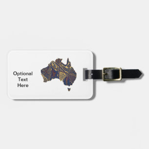 Étiquette À Bagage Australie Carte Doodle Tan Rouge Bleu