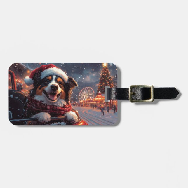 Étiquette À Bagage Australie Kelpie Dog Roller Dessous de verre Noël (Devant horizontal)