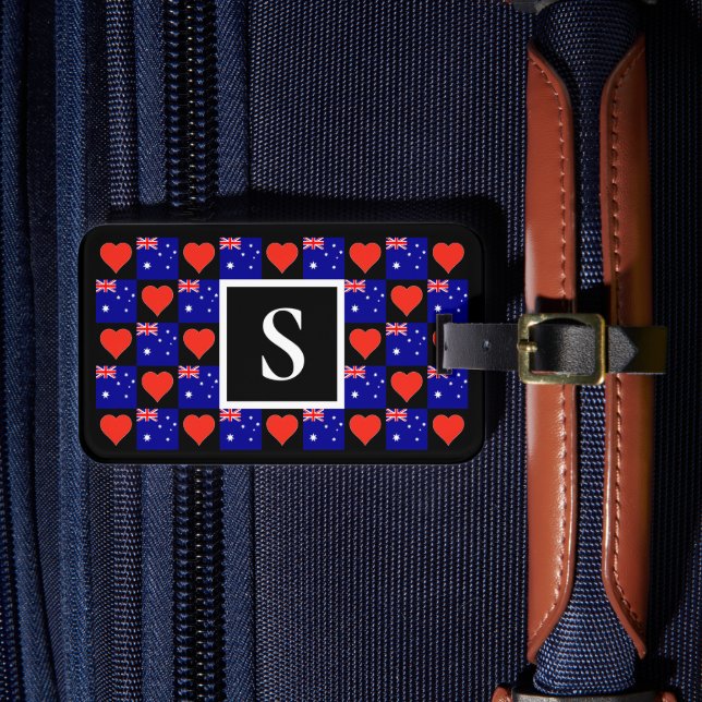 Étiquette À Bagage Australie personnalisée Drapeau personnalisé Texte (Insitu Rectoal 4)