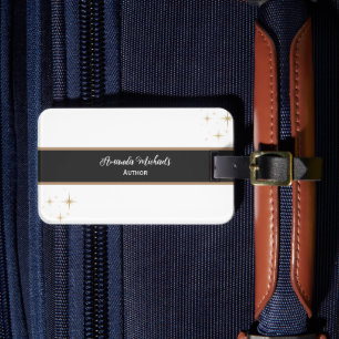 Étiquette À Bagage Auteur Minimaliste Élégant Marron Noir