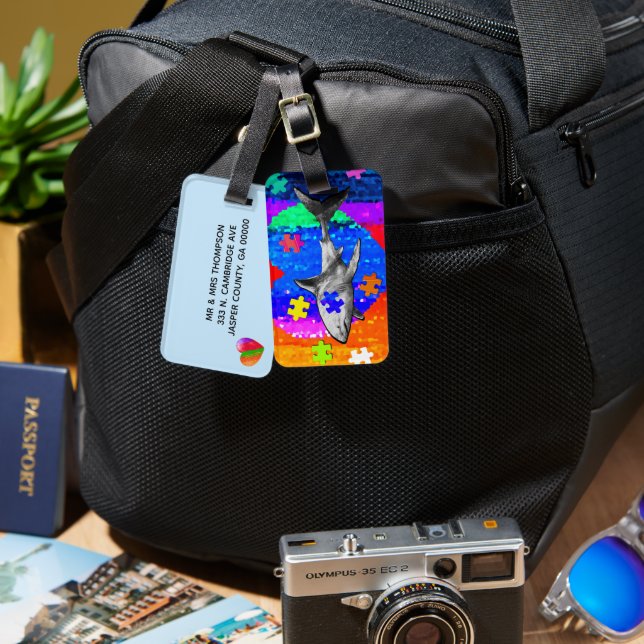 Étiquette À Bagage Autism Shark (Recto & Verso)