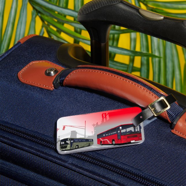 Étiquette À Bagage Autobus urbains Red Green Coaches sur Urban Street (Créateur téléchargé)