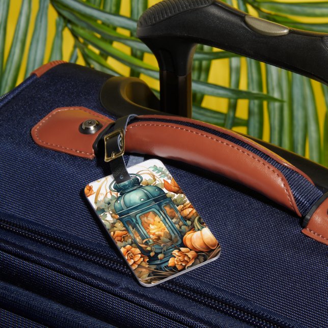 Étiquette À Bagage Automne Thanksgiving Citrouille Lanterne Harvest (Insitu Rectoal 1)