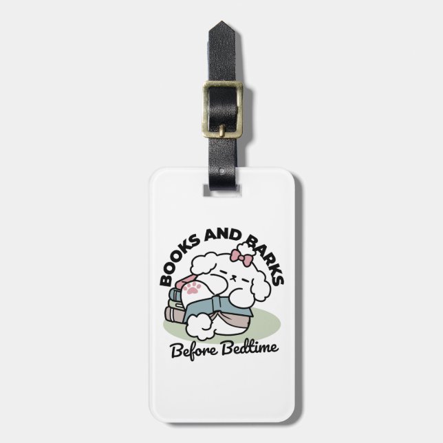 Étiquette À Bagage Avant le coucher avec ma chienne - Livre et Amoure (Devant Vertical)