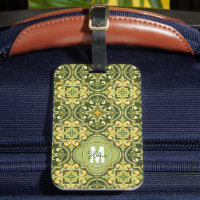 Avec son nom 💚 💛 olive et jaune Azulejos Luggag