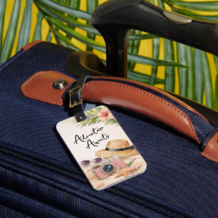 Étiquette À Bagage Aventure de bagage personnalisée attend avec l'art