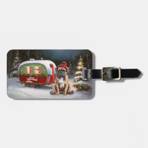 Étiquette À Bagage Aventure de Noël de la caravane Boxer d'hiver