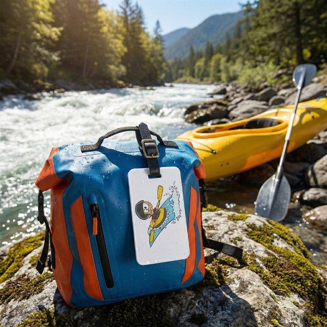 Étiquette À Bagage Aventure de rafting en eau vive avec Scared Boy (Créateur téléchargé)