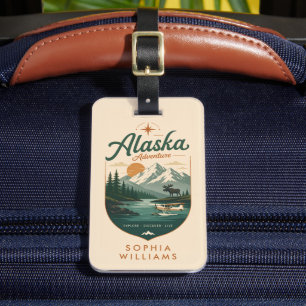 Étiquette À Bagage Aventure en Alaska Rose Pâle Douce Personnalisée