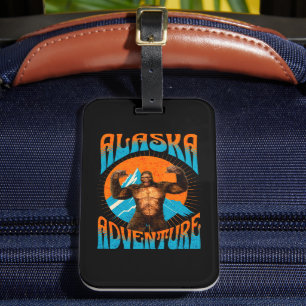 Étiquette À Bagage Aventure rétro Sasquatch de montagne en Alaska