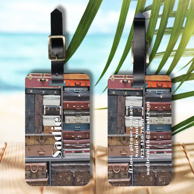 Étiquette À Bagage Aventures de voyage, valises Vintages (Créateur téléchargé)